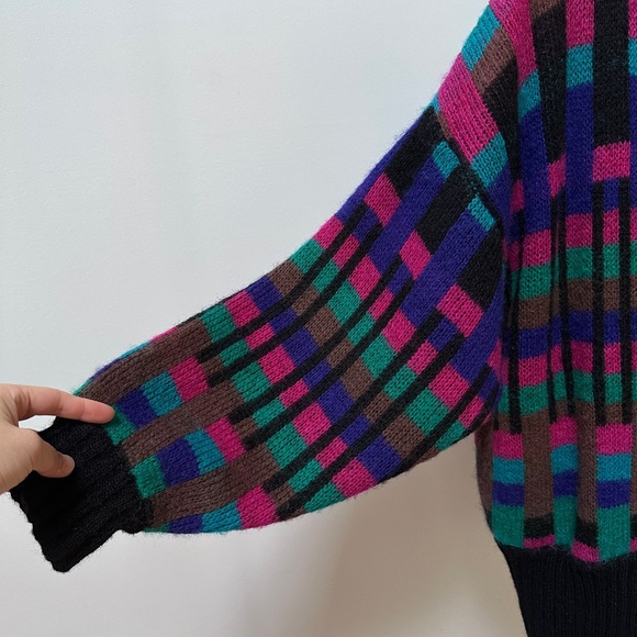 80s VTG Sweater MICHAEL CAROL 70%wool mohair - Picture 3 of 5